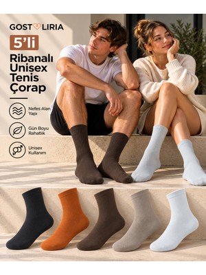 GOST LİRİA 5’li Renkli Ribanalı Unisex Soket Çorap