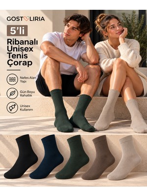 GOST LİRİA 5’li Renkli Ribanalı Unisex Soket Çorap
