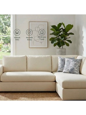 Loom & Laurel İçi Dolu Dekoratif Kırlent 45 x 43 cm, Jakarlı Dokuma, Dolgulu Yastık ve Fermuarlı Kılıf, Kanepe ve Koltuk için - Gri