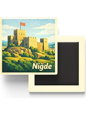 Fimer - Niğde Kalesi - Baskılı Buzdolap Magneti Kare - 9x9 cm