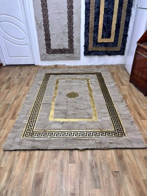 Sancak Deri Halı Gold Detaylı Bej Toskana Halı