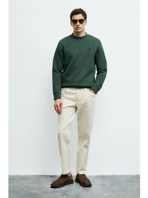 Lufian Grand 112030192 Erkek Yeşil Bisiklet Yaka Sweatshirt
