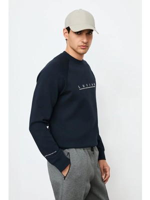 Lufian Cooper Erkek Regular Fit Bisiklet Yaka Sweatshirt Lacivert