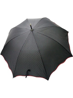 Maison Luré Siyah Kırmızınoktalı Baston Şemsiye 8 Telli 709879