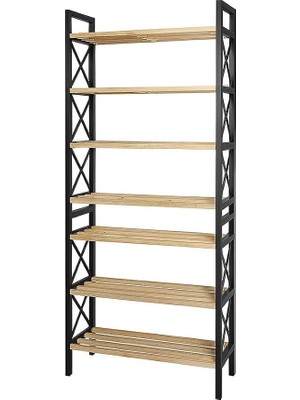 Ahes Katlı Çok Amaçlı Raf Ayakkabılık – 47X18X127 Cm, Mdf ve Plastik Malzeme, Kolay Kurulum Qr Kodlu, Modern ve Dekoratif Düzenleyici Dolap Ünitesi, Siyah