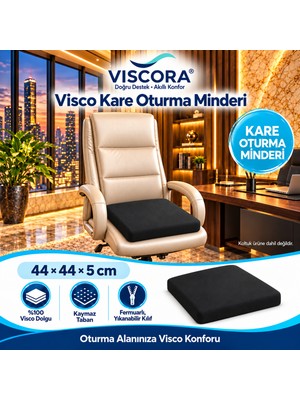 Viscora Visco Kare Oturma Minderi – Ofis Koltuğu, Sandalye ve Ev Için Kaymaz Minder 44×44×5 cm