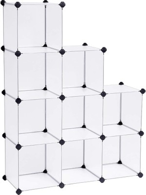 Ahes 9 Bölmeli Raf Sistemi, Ayakkabı Rafı, Banyo Rafı, Giysi Dolabı, Oyuncak Dolabı, 93 x 31 x 123 Cm, Beyaz LPC115S