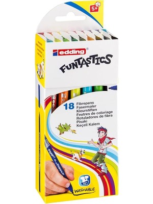 Ahes 15 Funtastıcs Çocuklar Için Ince Uçlu Keçeli Kalem 18'li Set - 1 mm Yuvarlak Uç