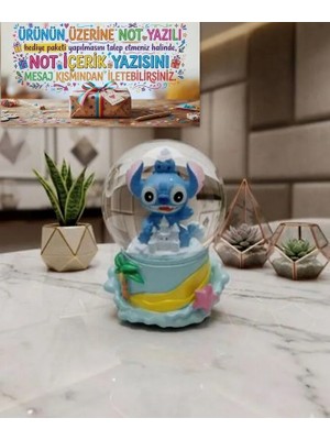 Ayder Online Satış 9cm-6cm –şato Önü Figürlü Işıklı Stitch Kar Küre(dilediğiniz notu mesaj atmanız halinde hediye paketi üzerine yazılı şeklinde gönderim yapılmaktadır)
