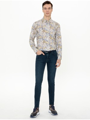 Cacharel Koyu Mavi Slim Fit Jean Pantolon