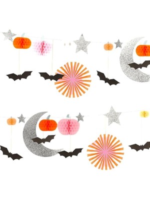 Ahes Meri - Pastel Honeycomb Halloween Garland - Halloween Pastel Tonlar Asılan Süs