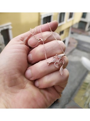 Modahilye Gümüş Aşk Kolye- Rose Gold Renk - 925 Ayar Gümüş
