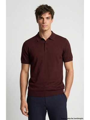 Network Bordo Polo Yaka Basic Triko Kazak