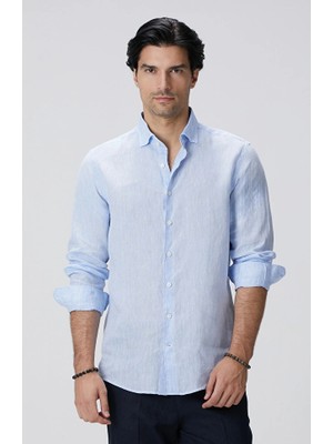 Network Light Blue Linen Shirt