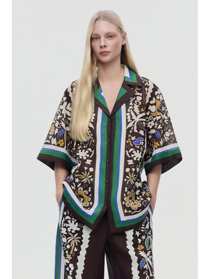 Alemais Alemaıs Relaxed Fit Cream Patterned Shirt