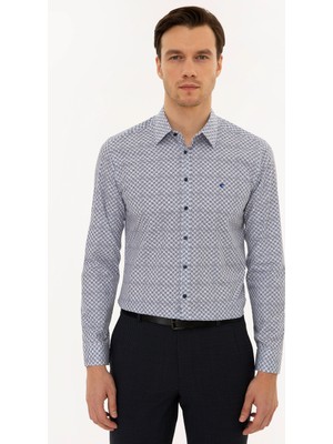 Cacharel Lacivert Slim Fit Uzun Kollu Gömlek
