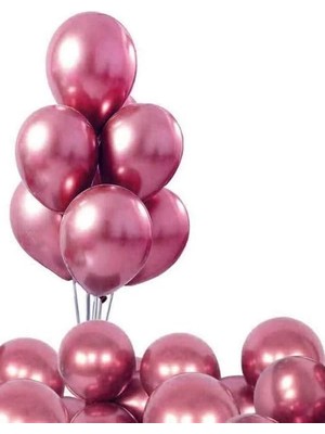 Ahes Adet Pembe Krom Balon Seti – 12 Inç | Parlak ve Göz Alıcı Parti Balonları