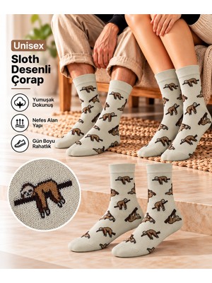 GOST LİRİA Sloth Socks – Desenli Unisex Soket Çorap