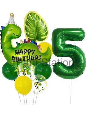 Ahes Dinozor Temalı 5 Yaş Folyo Balon Seti Doğum Günü Dekorasyonu