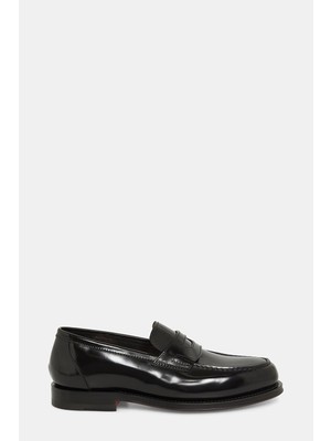 Santoni Santonı Black Band Detail Leather Loafers