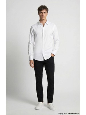 Network Slim Fit Siyah Dokuma Casual Pantolon