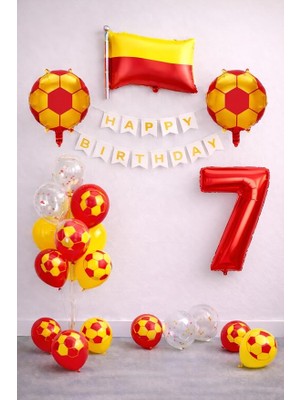 Ahes Kırmızı 7 Yaş Futbol Temalı Doğum Günü Balon Seti