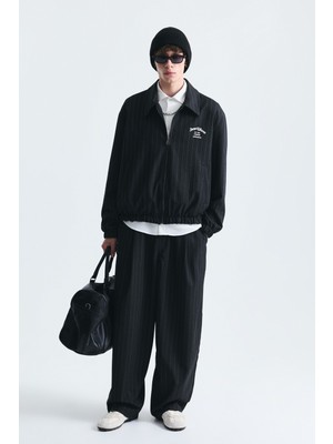 Vamos Oversize Çizgili Ceket Takım