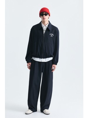 Vamos Oversize Çizgili Ceket Takım