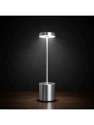 Ahes Şarjlı LED Masa Lambası – 3 Işık Sıcaklığı ve Parlaklık Ayarı, Dokunmatik Kontrol, Yüksekliği 34.5 Cm, Alt Tabanı 8 cm – Şık ve Modern Tasarım, Kullanım Kolaylığı | Ymn-8 (Silver)