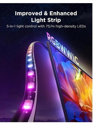 Ahes 3s Pro Tr Arkası LED Şerit Ambiyans Aydınlatma, Tv Renk Senkronizasyonu 55-65 Inç Tv'ler ile Uyumludur