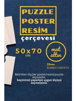 Ahes Puzzle Poster Resim Çerçevesi Pvcli Postersiz Resimsiz Çerçeve (Eskitme Altın, 50X70)