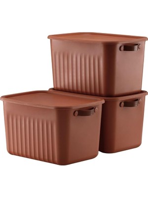 Ahes Adet Modern Kapaklı Saklama Kutusu Seti -15 Litre – Turuncu -Taşınabilir Kulplu, Dolap Içi Düzenleyici, Çok Amaçlı Organizer Kutu, Oyuncak & Kıyafet Kutusu