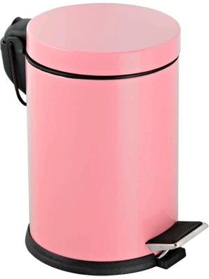 Ahes Serisi 3 Litre Hacimli Paslanmaz Banyo-Mutfak Pedallı Çöp Kovası Pembe