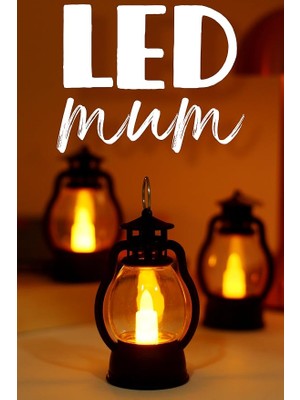 Ahes Adet LED Mum Mini Kamp Tipi Pil Dahil Dumansız Alev Ledli Yapay Dekoratif Mum Işığı Siyah PT430