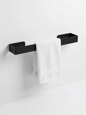 Ahes Home 40 cm Yapışkanlı Havlu Askısı Metal Havluluk Delmeden Montaj Banyo Havlu Askılığı Mutfak Havlu Tutucu Lavabo Yanı Havlu Askısı Siyah Duvar Havluluk (Siyah)