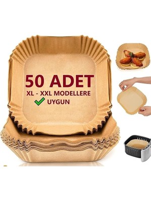 Ahes Home Aırfrey Pişirme Kağıdı,xl,xxl Aırfreyler Için Parşömen Kağıdı,sıvıya ve Yağa Dayanıklı Sıcak Hava Fritözleri Için Yanmaz Kağıt (50 Adet)