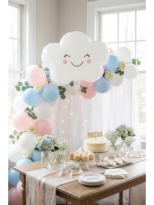 Ahes Gülen Bulut Yüzlü Folyo Balon | Doğum Günü Baby Shower Anaokulu Parti Süsleme Dekorasyon Balonu