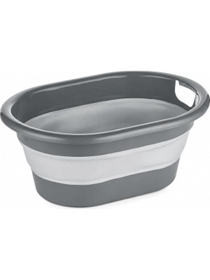 Ahes Katlanabilir Çamaşır Sepeti 18 Litre Gri – Yer Tasarruflu Katlanır Plastik Sepet, Taşıma Kulplu Banyo Çamaşır Kamp Karavan ve Ev Düzenleme Sepeti