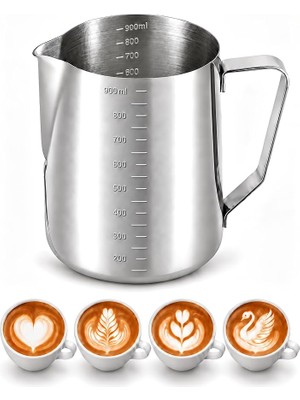 Ahes Çelik 900 ml Kahve Süt Köpürtme Potu Sütlük Pitcher CIN504