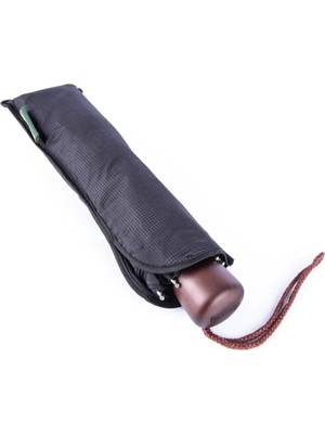 Maison Luré Süper Mini Ekose Siyah Şemsiye 90 cm Çap 8 Telli Manuel Cep Boy 23 cm
