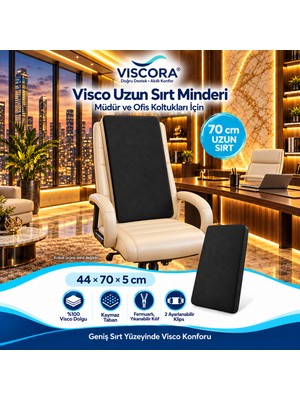 Viscora Visco Uzun Sırt Destek Minderi – Müdür ve Ofis Koltuğu Için 70 cm Sırt Yastığı