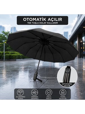 Maison Luré 12 Telli Otomatik Şemsiye Rüzgara Dayanıklı Güçlü Iskelet