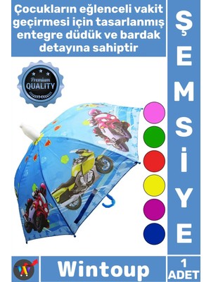 Maison Luré Dayanıklı Renkli Eğlenceli Kaliteli Kız Erkek 8 Telli Çocuk Şemsiyesi