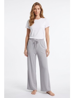 Polo Republica & CO Kadın Beli Bağcıklı Bol Paça Pijama Altı