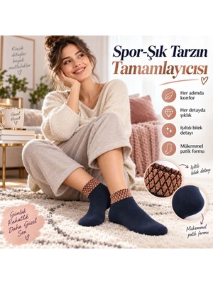Hobilinka Kadın Simli 12'li Bilek Patik Çorap | Dikişsiz Havlu Yapı, Yumuşak Konforlu Günlük Çorap