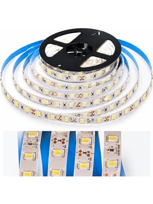 Cata 5 Metre LED Şerit Bant 12V 6500K Beyaz Işık 60 Led/m IP20 Kendinden Yapışkanlı