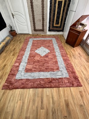 Sancak Deri Halı Modern Gri Detaylı Pembe Toskana Halı