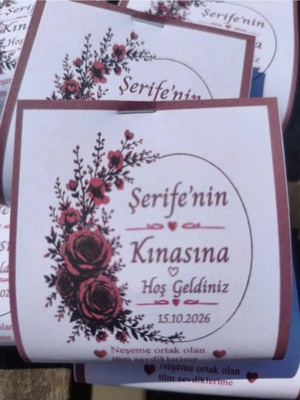 The Bıggest Impact 48 Adet Kişiye Özel Isim Yazılı Kına Gecesi Hediyeliği - Şeffaf Poşetli Hijyenik Kına