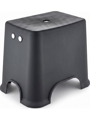 Banyo Taburesi, 120 kg Taşıma Kapasiteli Kaymaz Banyo Taburesi, Çocuk Taburesi, 1. Sınıf Sert Plastik, (E-B-Y 30X42X34 Cm) (Siyah)