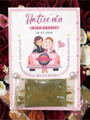 The Bıggest Impact 24 Adet Kişiye Özel Pembe Arabalı "just Married" Kına Hatırası - Eğlenceli Söz Nişan Hediyeliği